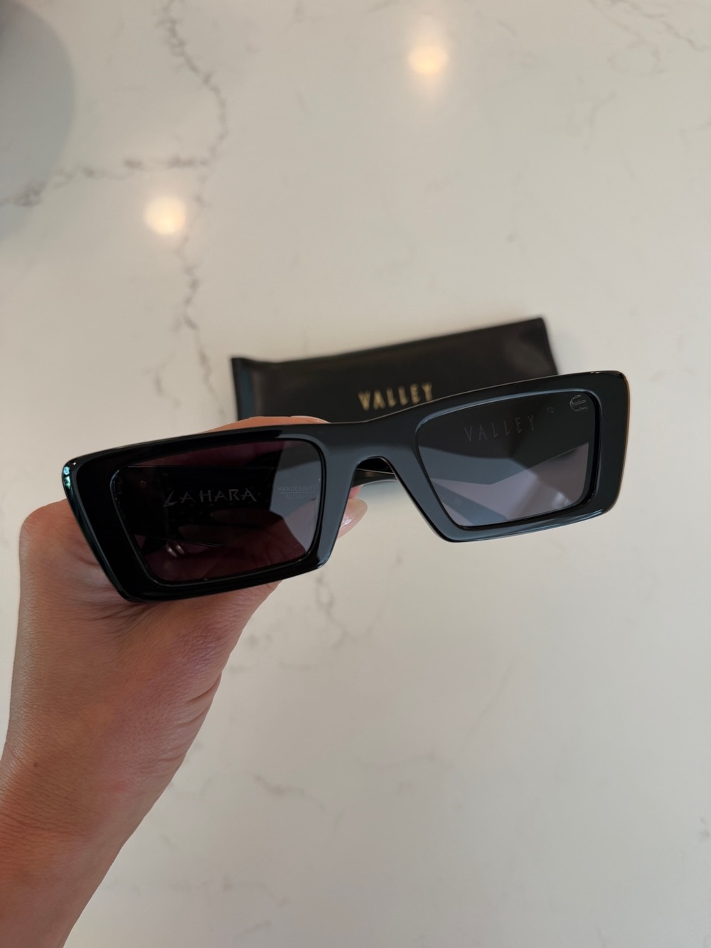 Valley Eyewear La Hara - Gloss Black - Black Lens Rectangular Sunglasses